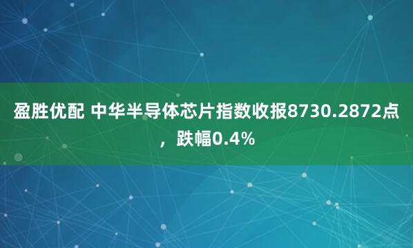 盈胜优配 中华半导体芯片指数收报8730.2872点，跌幅0.4%