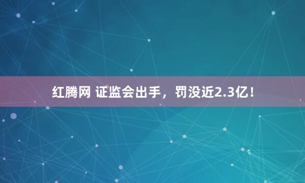 红腾网 证监会出手，罚没近2.3亿！