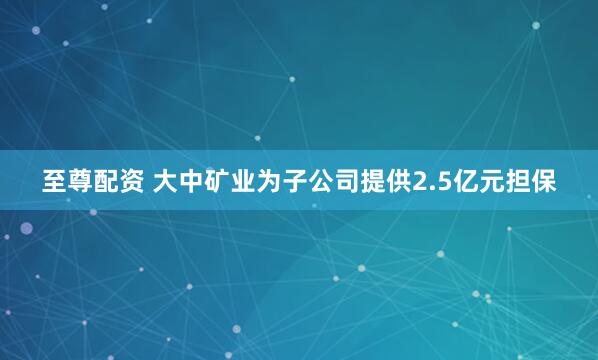至尊配资 大中矿业为子公司提供2.5亿元担保
